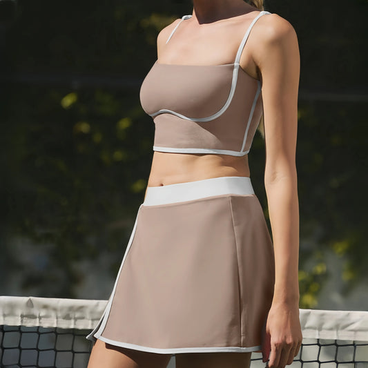 Beige short skirt set 001