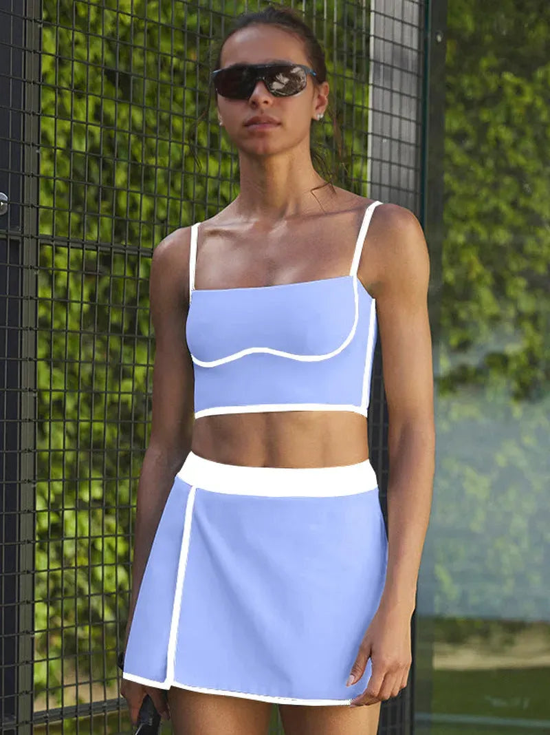 Light blue short skirt set 001