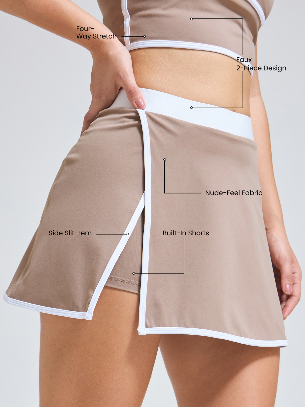 Beige short skirt set 001