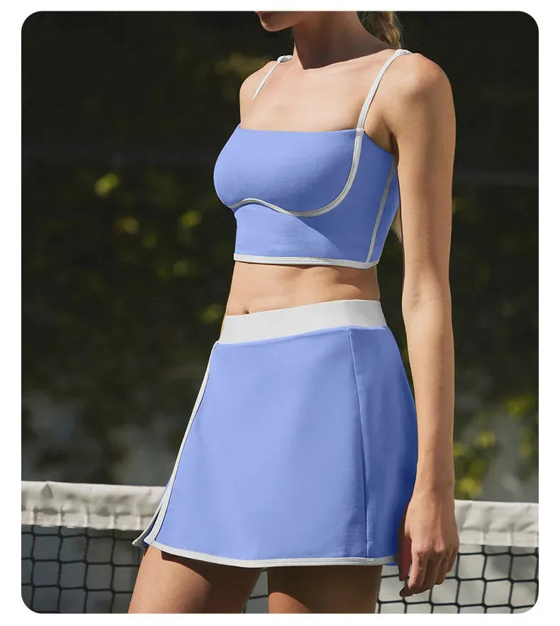 Light blue short skirt set 001
