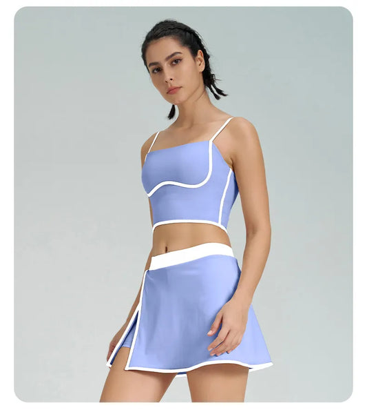Light blue short skirt set 001
